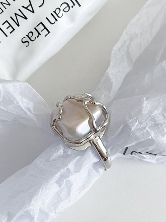 1 Adet Minimalist Tam Ay İnci Yüzük