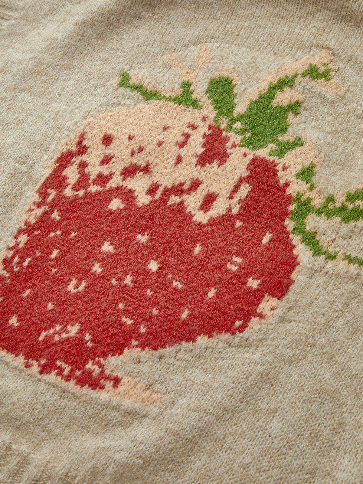 Yaka Kısmı Düz Strawberry Kazak Yeleği