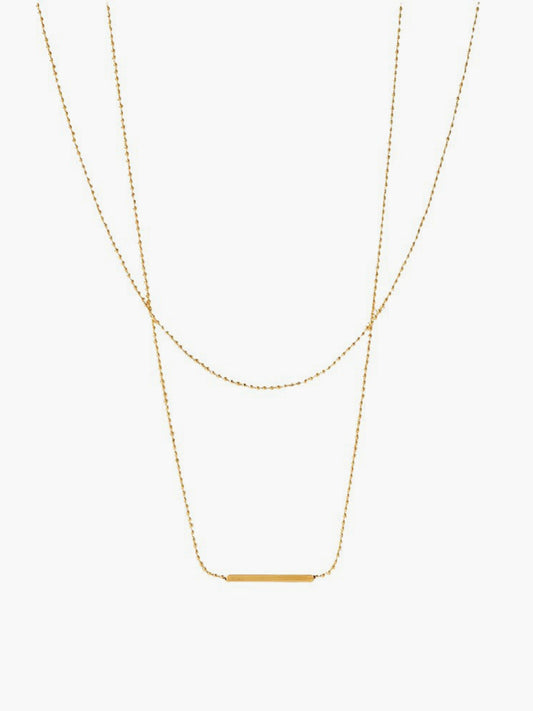 Çift Katmanlı Altın Damla Kolye