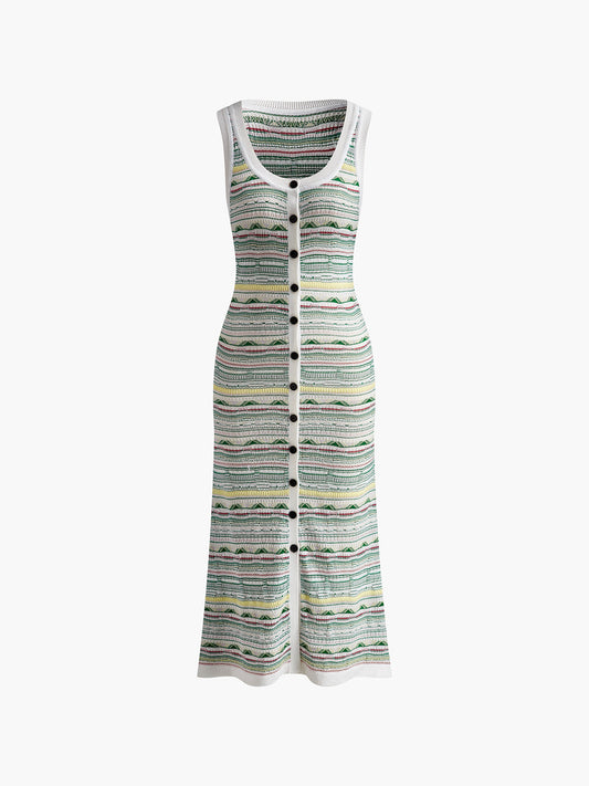 Renkli Çizgili Göğüs Örgü Hırka