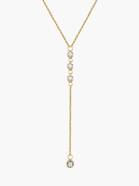 Rhinestone Lariat Damla Kolye