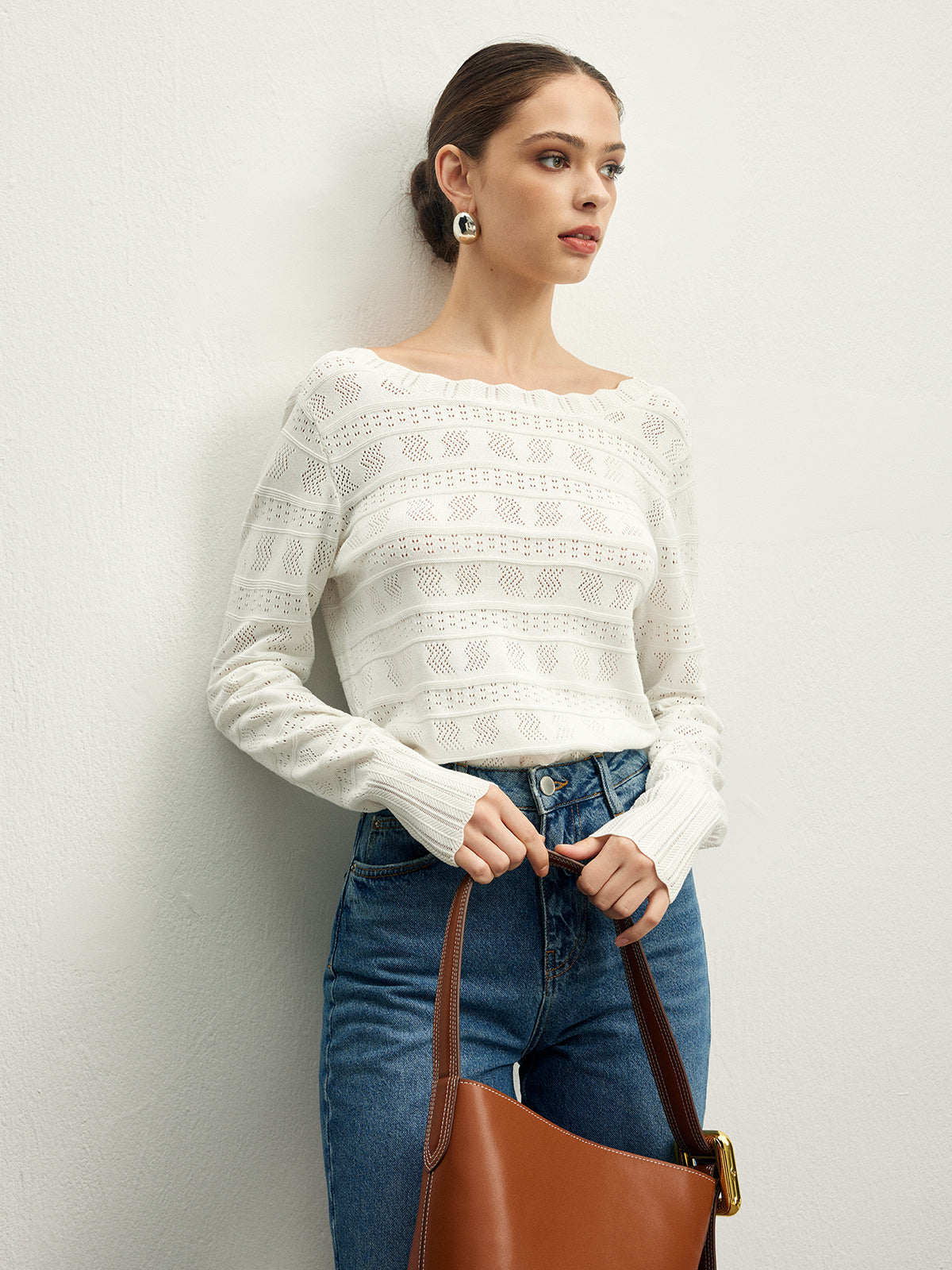 Marul Trim Backless Pointelle Örgü Üst