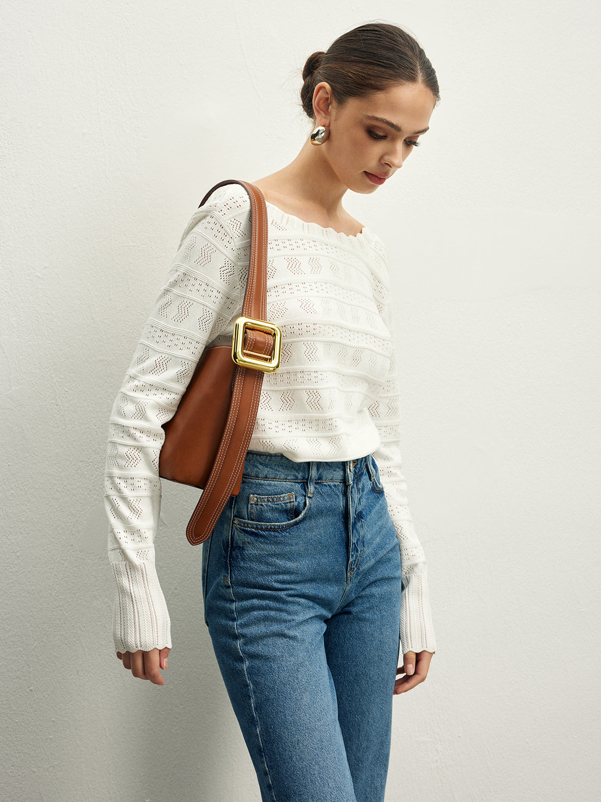 Marul Trim Backless Pointelle Örgü Üst
