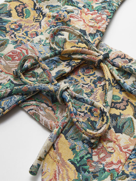 Baskılı Seksi Halter Bağcıklı Yelek