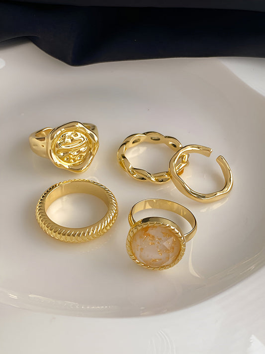 5 Adet Yüksek Kalite Altın Kova Yüzük