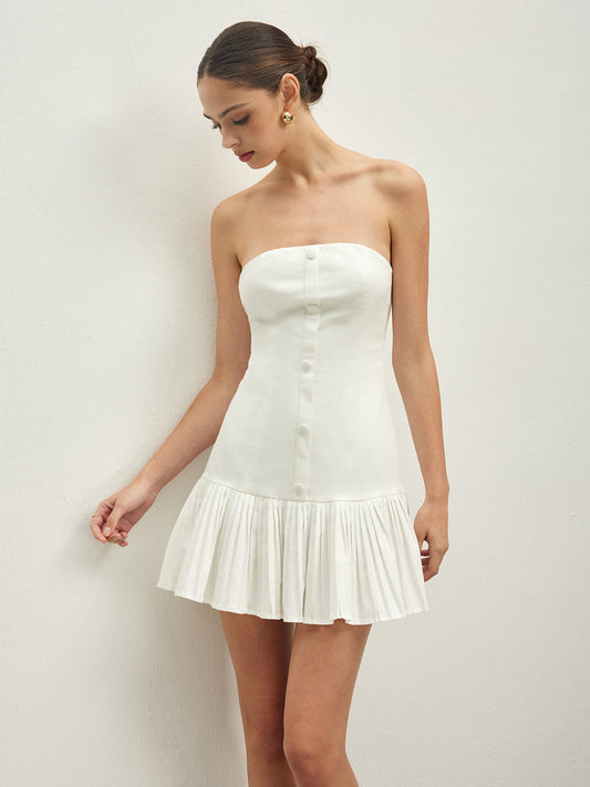 Pamuk Karışımları Katlanmış Balon Tüp Elbise