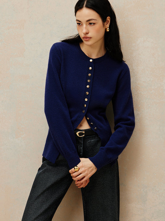 Yarım Yuvarlak Yaka Göğüslü Jarse Hırka