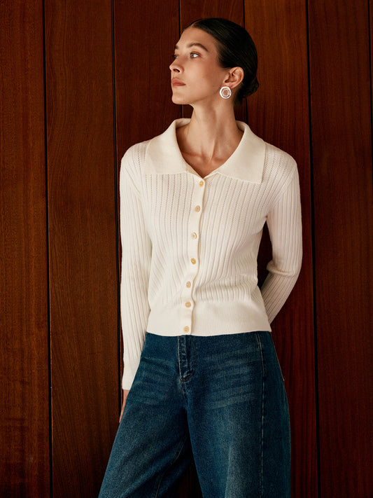 Yün Karışımlı Yaka Triko Hırka