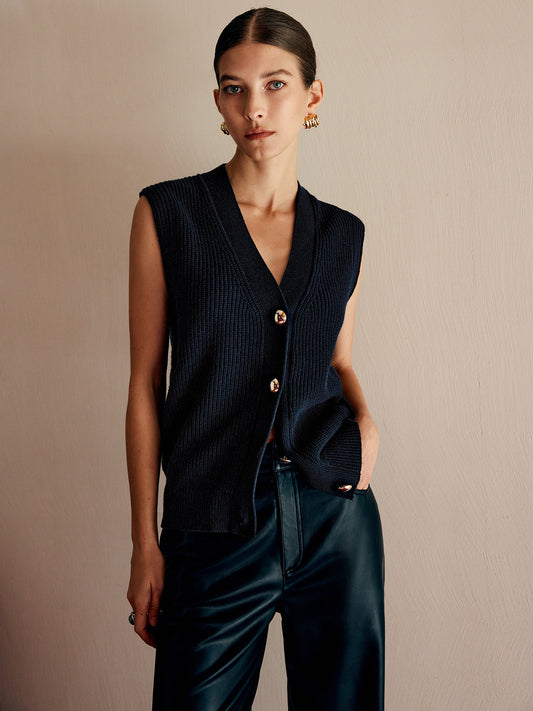 Pamuk Karışımlı Ribana Kazak Yeleği