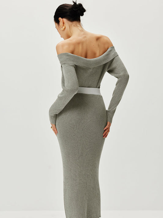 Kontrast Kesik Omuz Hırka