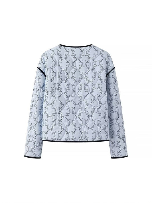 Kontrast Trim Baskılı Düğmeli Kış Kabanı