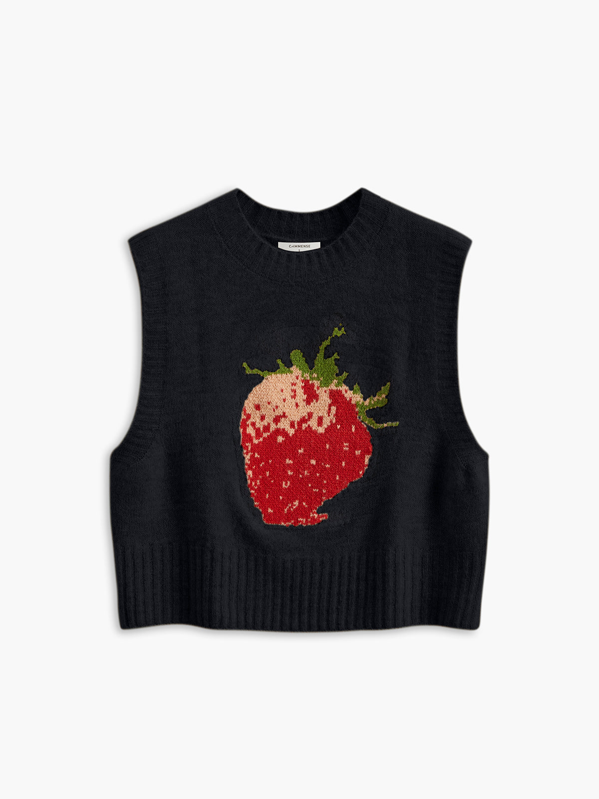 Yaka Kısmı Düz Strawberry Kazak Yeleği
