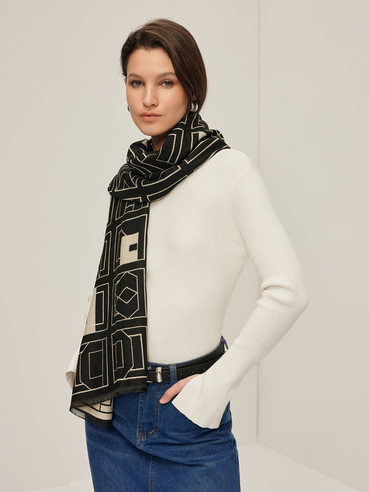 Vintage İki Tonlu Harfler Şalı