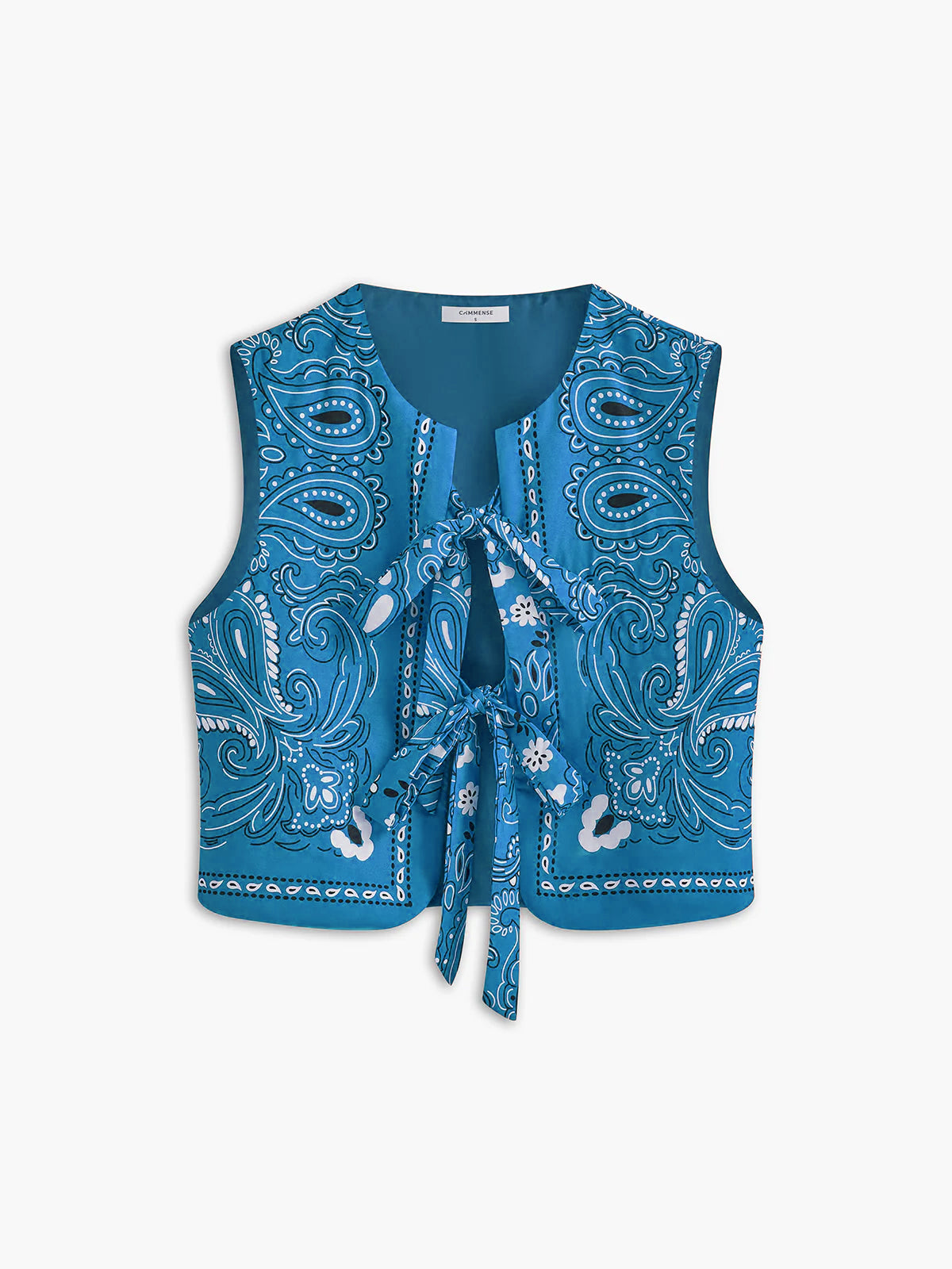 Paisley Desenli Bağcıklı Yelek