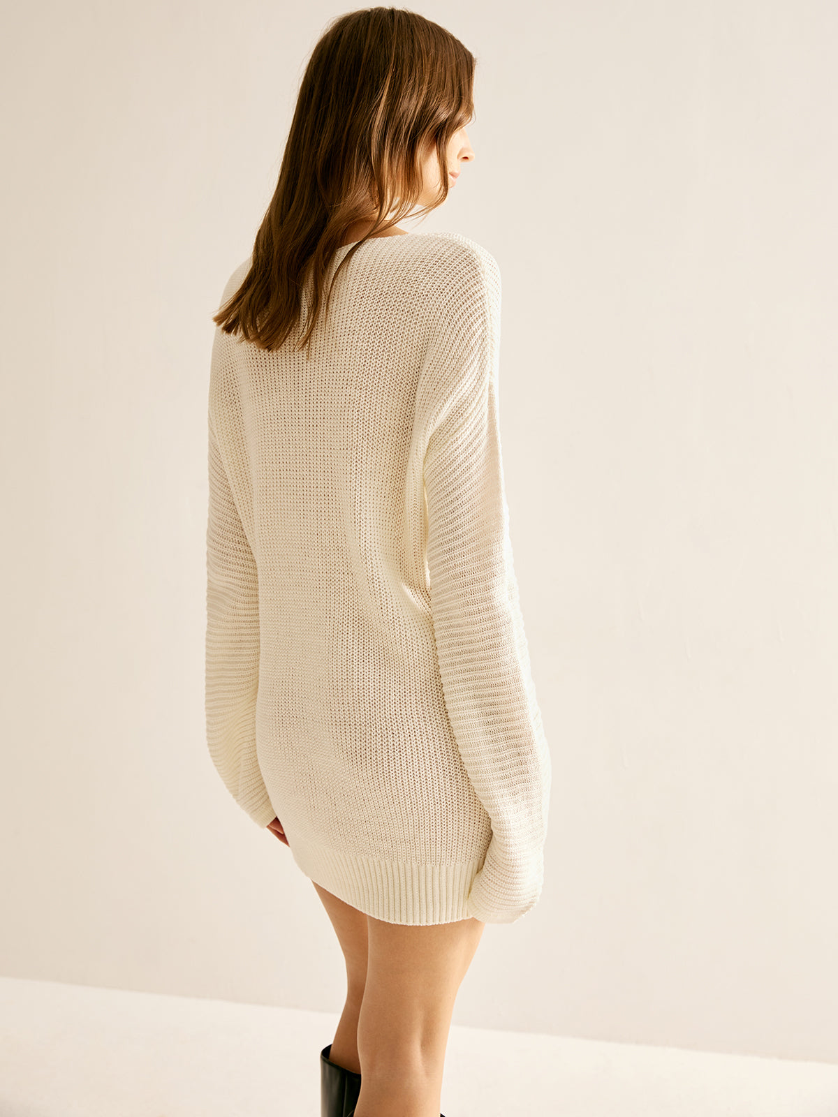Wool Blend V-Neck Dress Without Belt