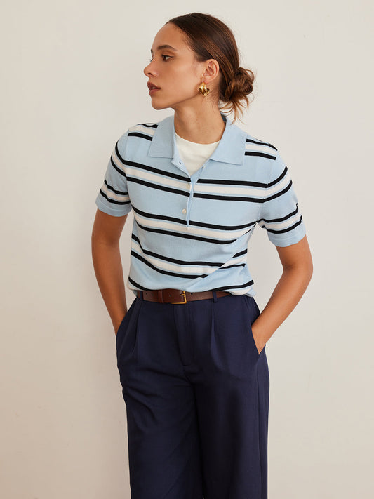 Yaka Çizgili Triko Üst