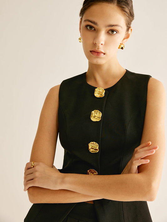 Altın Düğmeli Boru Yelek
