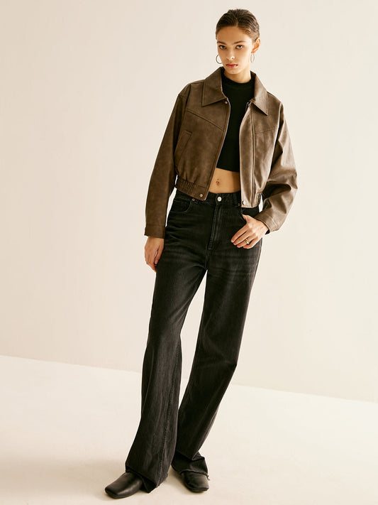 Zipper Yapay Deri Ceket