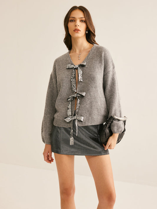 V Yaka İkili Düğümlü Hırka