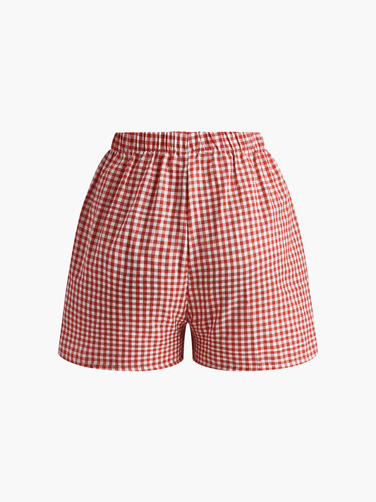 Plaid Button Shorts