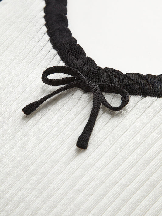 Zıt Trim Yay Kısa Kazak Yelek