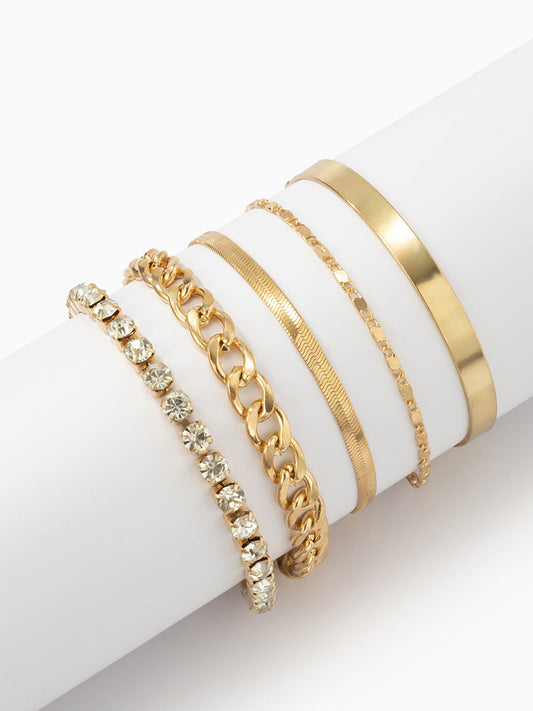 5 adet Rhinestone Yılan Zincir Bilezik