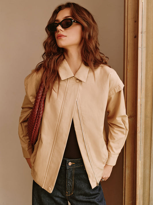 Düğme Fermuar Polo Ceket