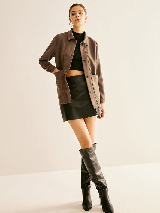 Cepli Süet Polo Tişört