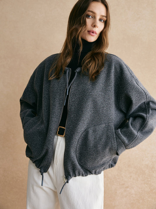 Çekişli Fermuarlı Bol Ceket