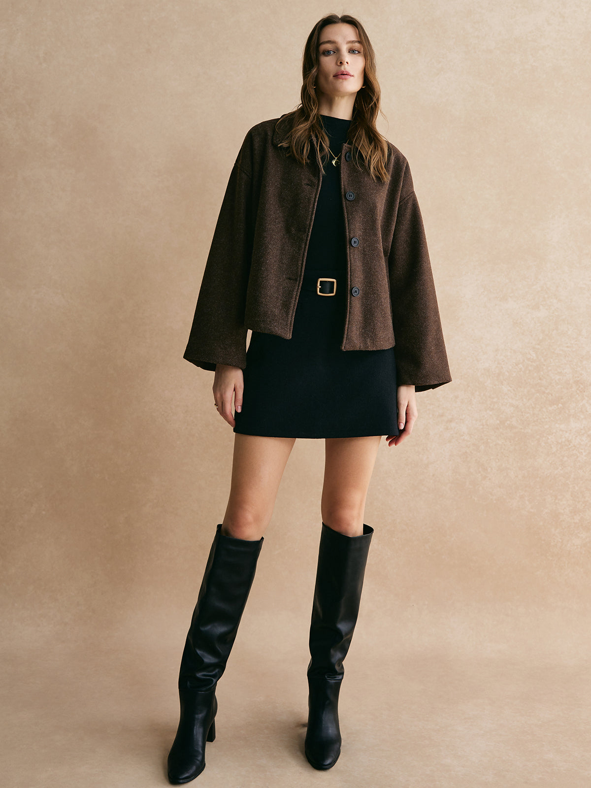 Tweed Düğme Aşağı Ceket