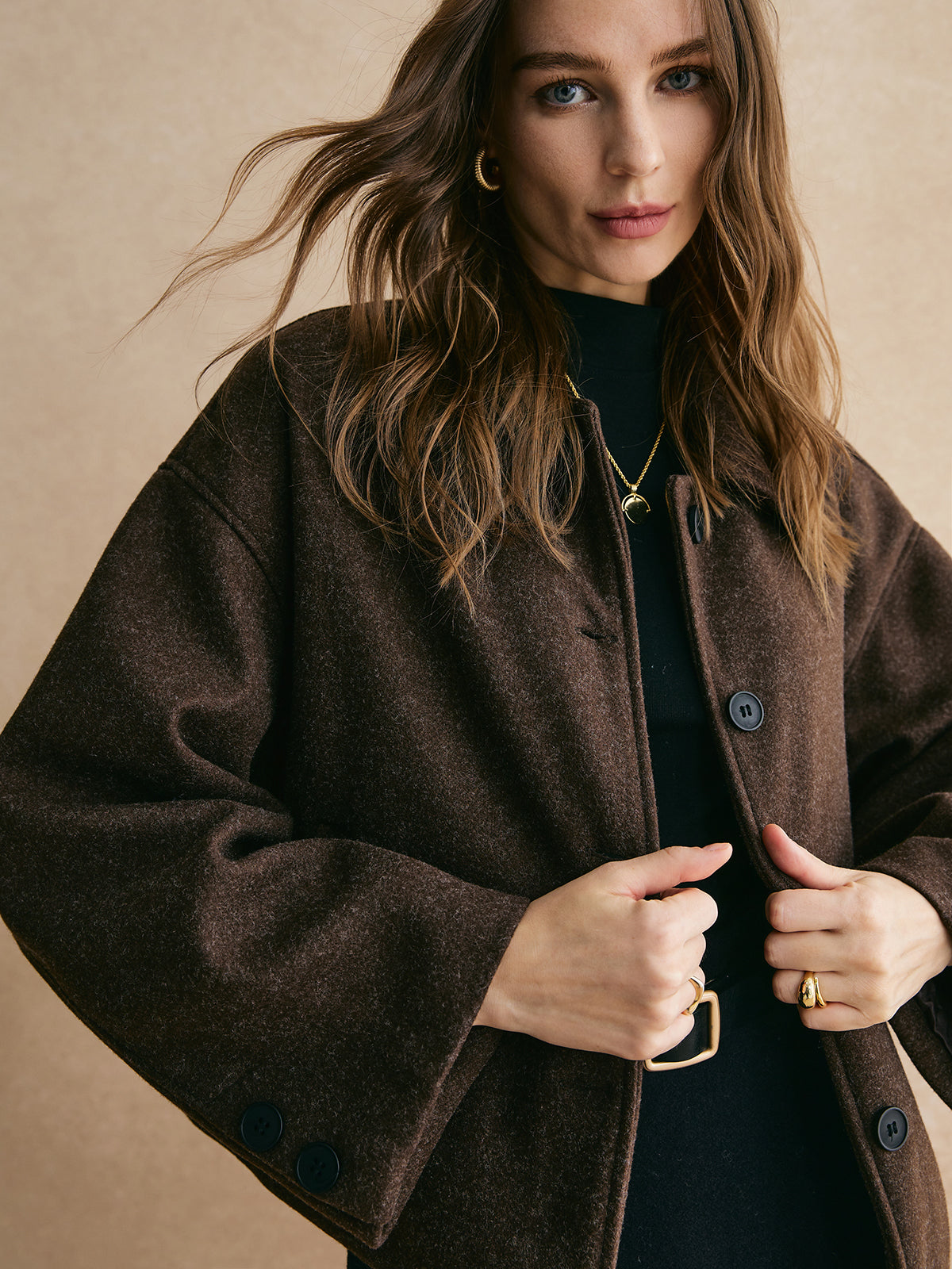 Tweed Düğme Aşağı Ceket