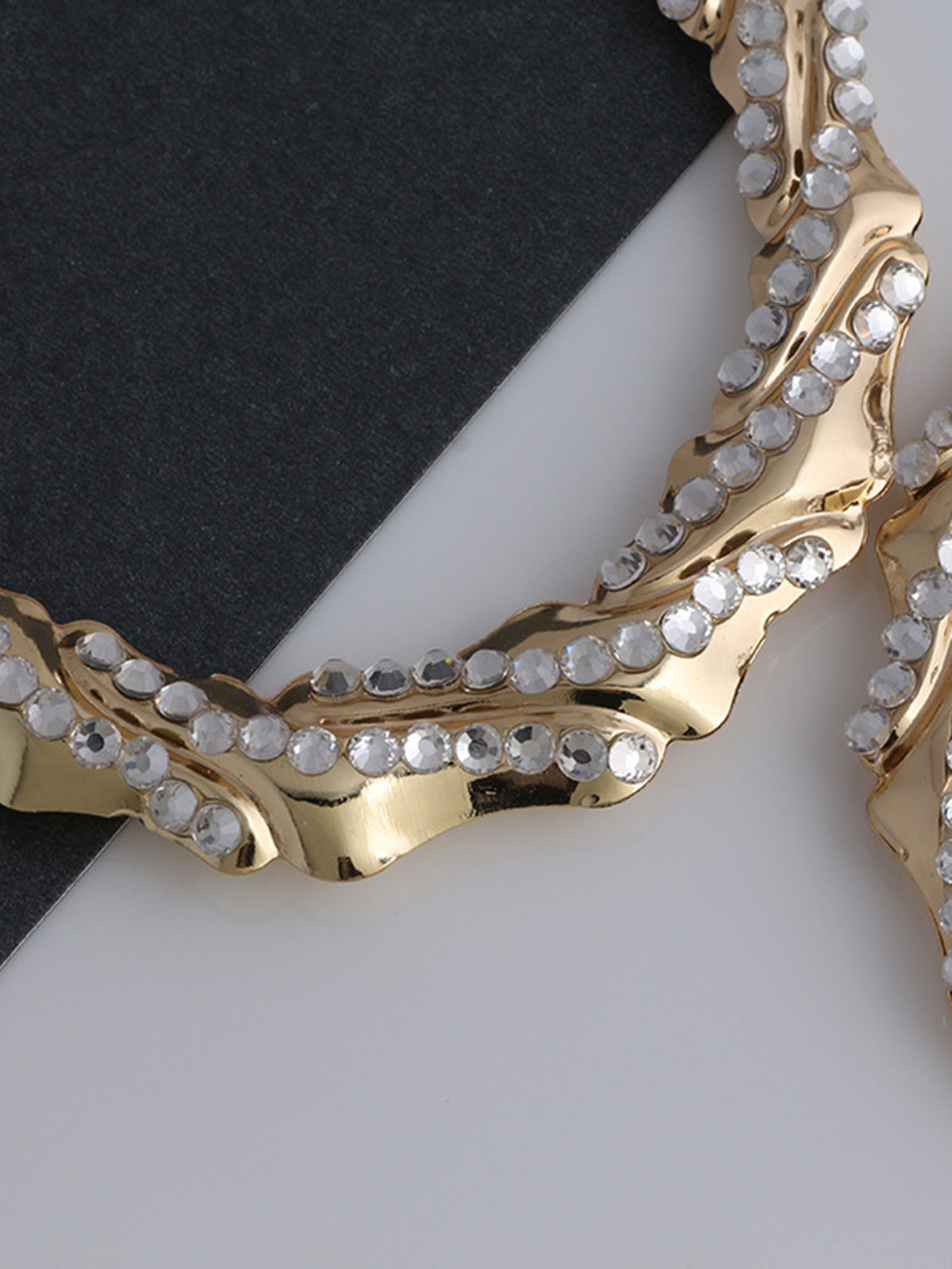 Rhinestone Bamboo Halka Küpe