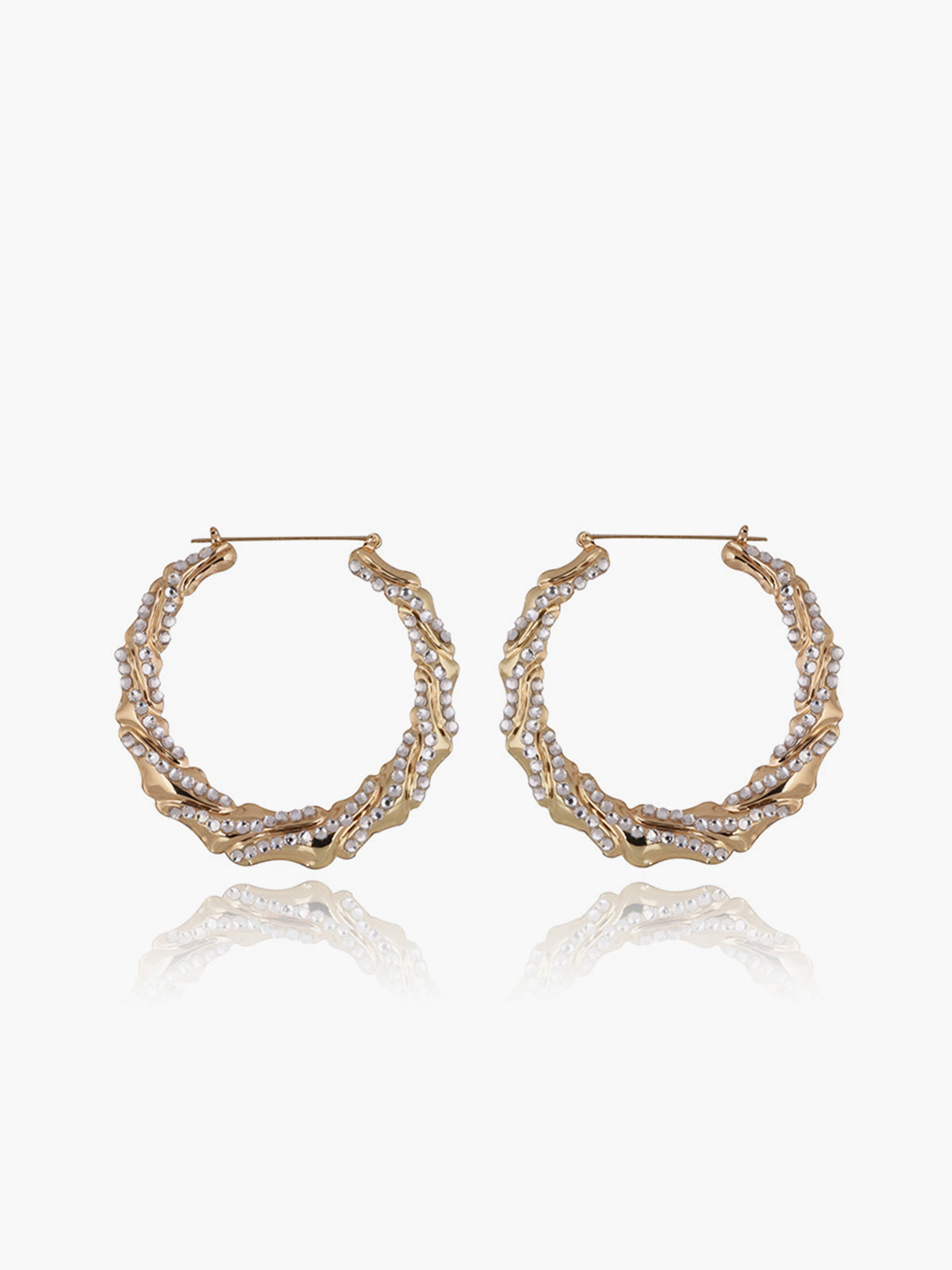 Rhinestone Bamboo Halka Küpe