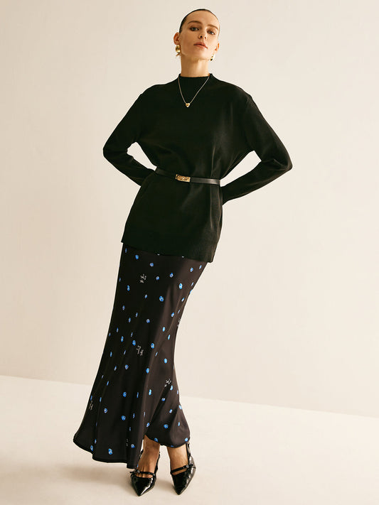 Düz Mock Neck Çok Amaçlı Kemerli Kazak