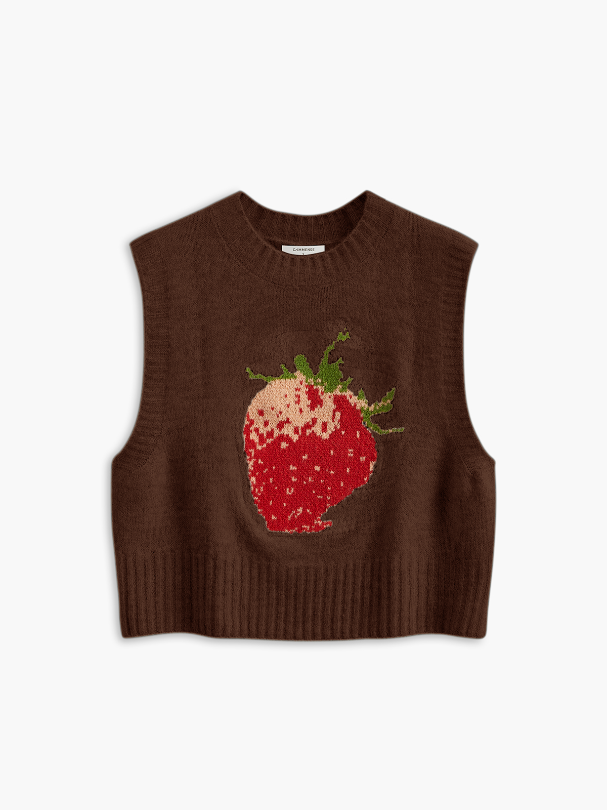 Yaka Kısmı Düz Strawberry Kazak Yeleği