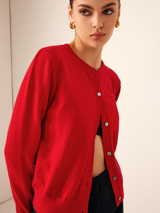 Düğme Detaylı Kaşmir Karışımlı Hırka