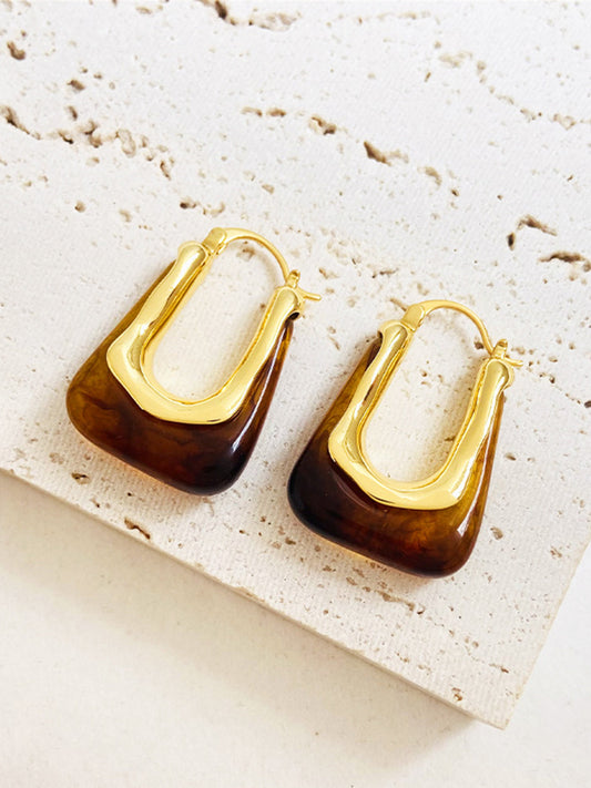 U-Şekil Amber Halka Küpe