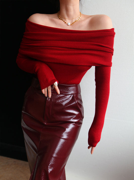 Yün Karışımlı Şık Ruching İnce Kazak