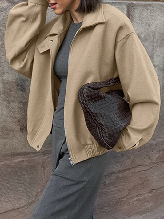 Boş Zaman Düz Fermuarlı Polo Ceket