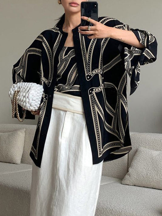 Boheme Baskılı Saten Gömlek