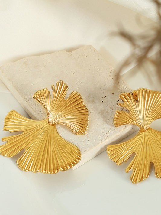 Ginkgo Yaprağı Dalga Küpeleri