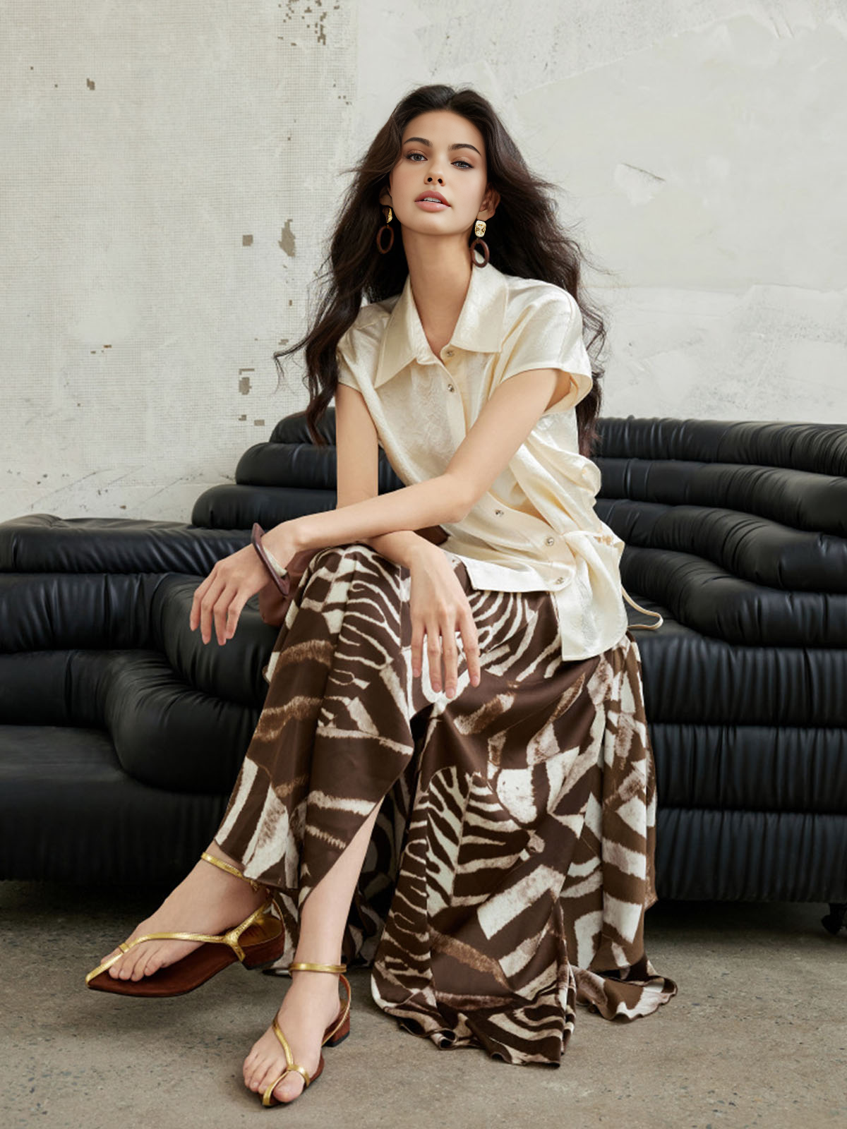 Zebra Desenli Maxi Etek
