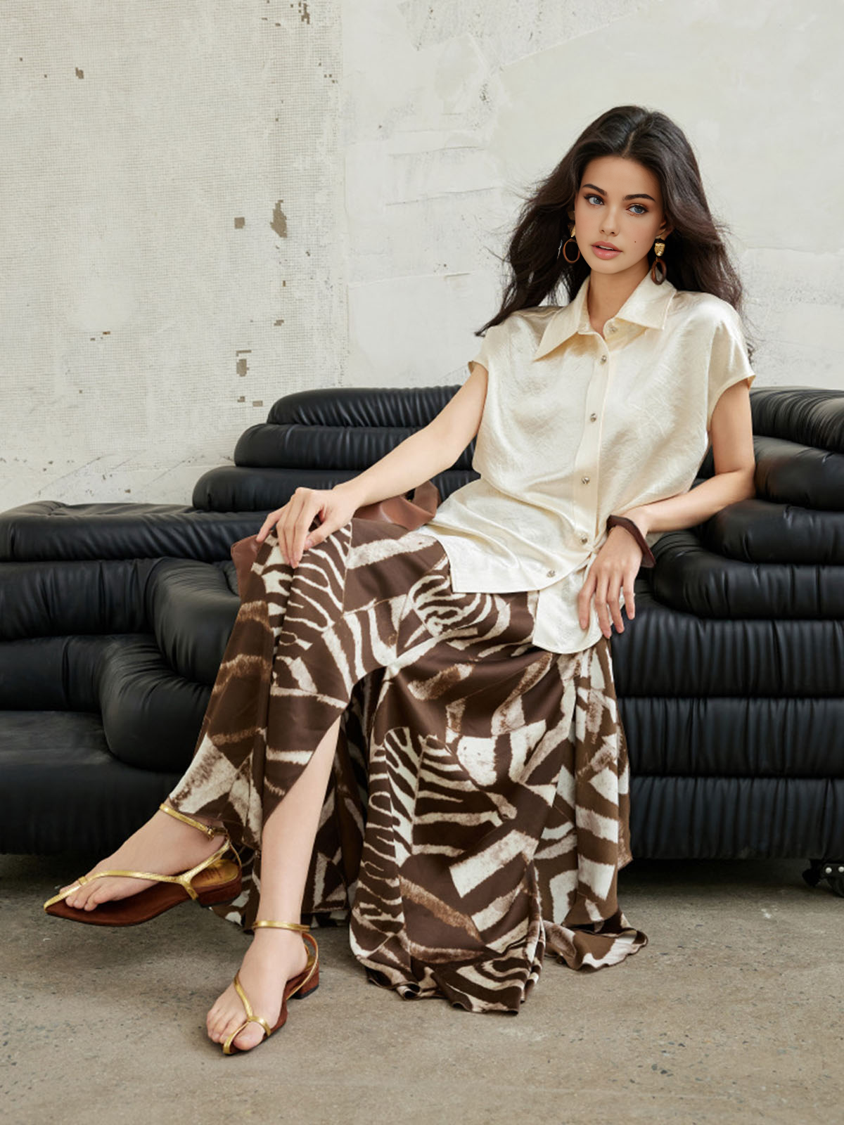 Zebra Desenli Maxi Etek
