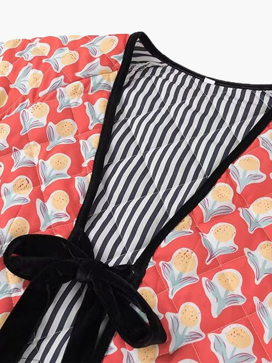 Kontrast Dantel Bağcıklı Ceket