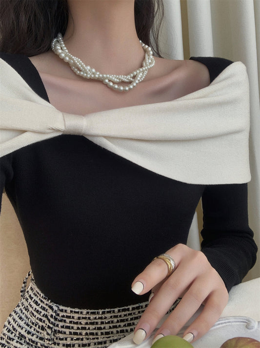 Renk Bloklu İnce Kemerli Kazak