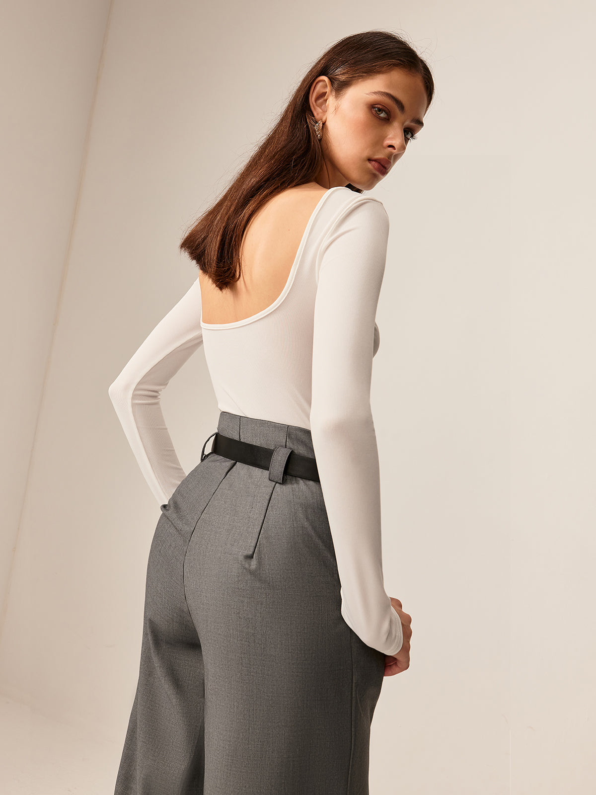 3D Çiçek Pliseli Uzun Kollu Tişört