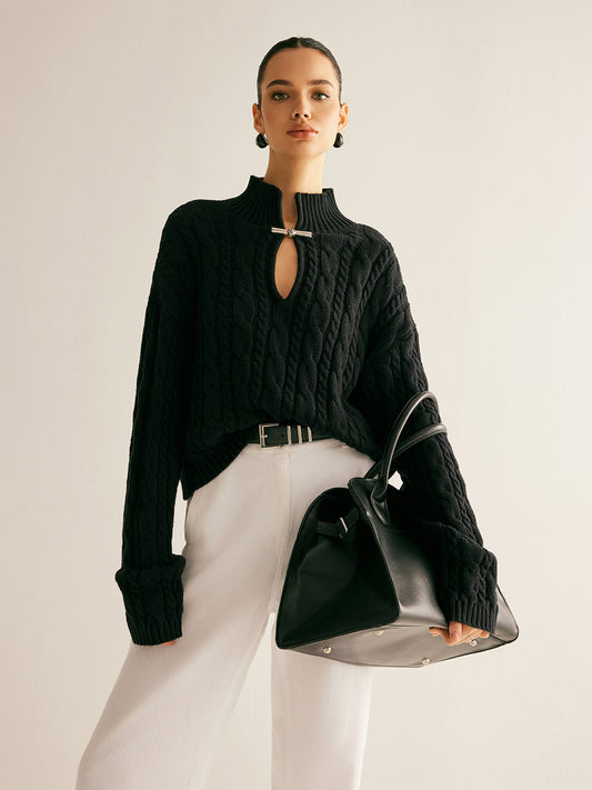 Pamuk Anahtar Dekolteli Triko Üst