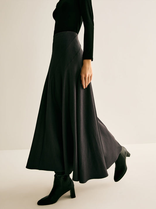 Kanal Detaylı Plise Fermuar Eteği