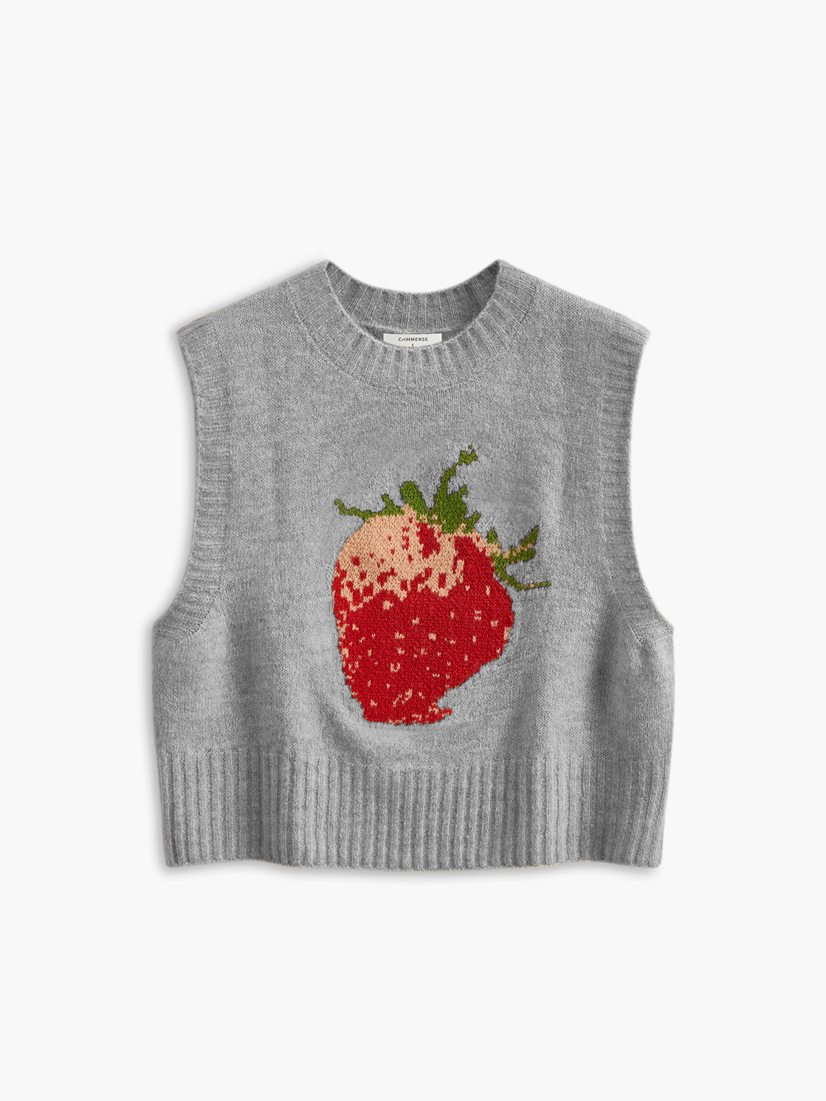 Yaka Kısmı Düz Strawberry Kazak Yeleği