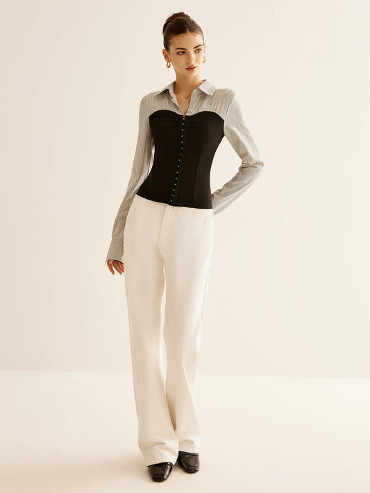 Renkli Blok Panel Polo Bluzu